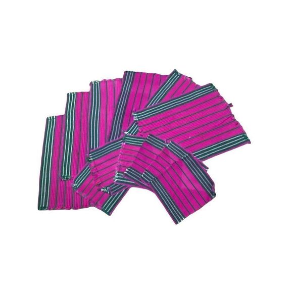 Vintage Set 4 Pink Green Woven Tapestry Placemats Napkins Silverware Placeholder - Picture 1 of 2